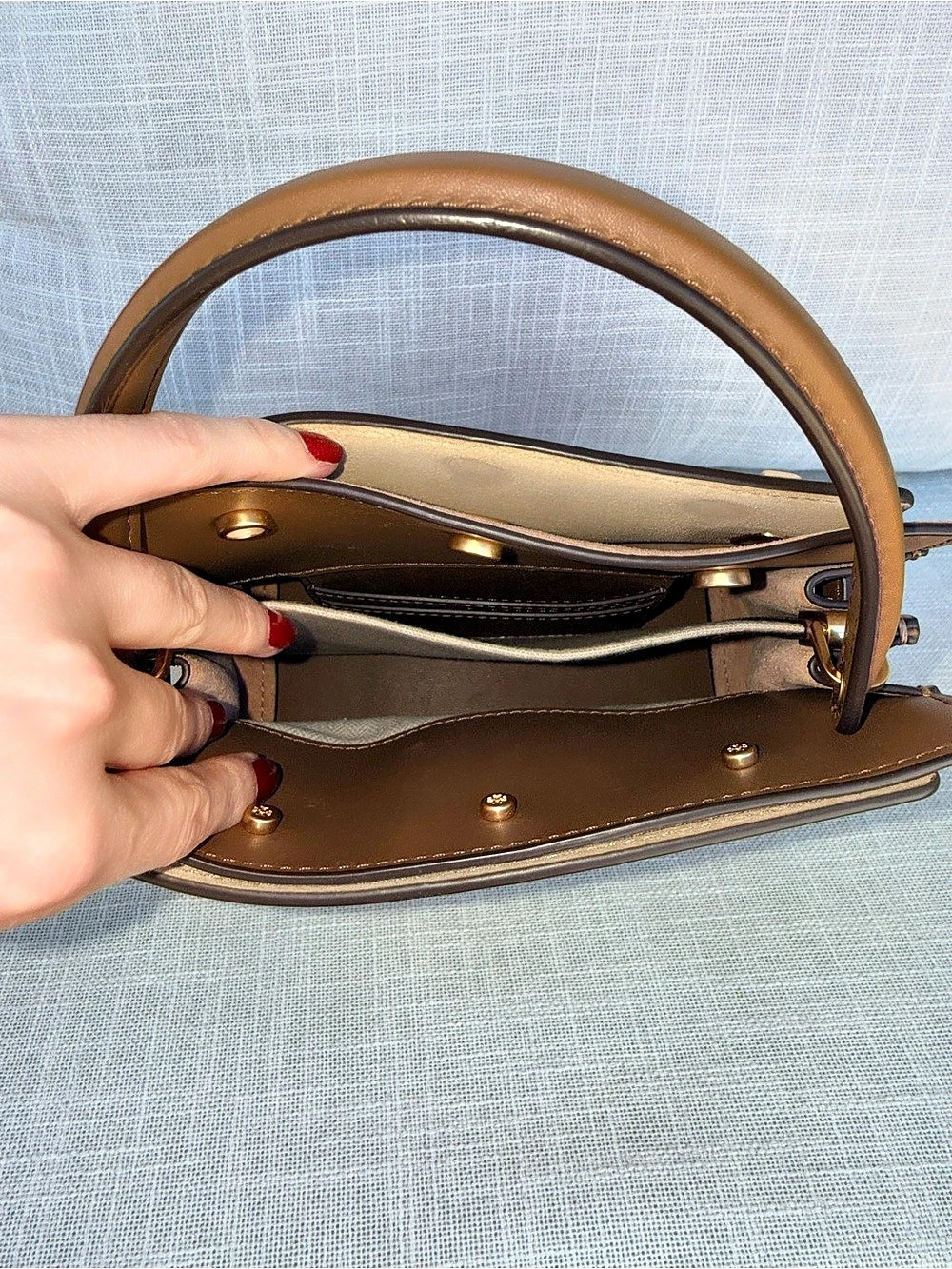 Tory Burch Lee Radziwill Petite Double Bag Brown - Picture 4 of 7